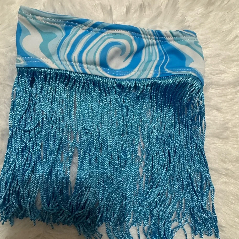 New Small blue fringe arm bands boho festival rave raver outfit accessory